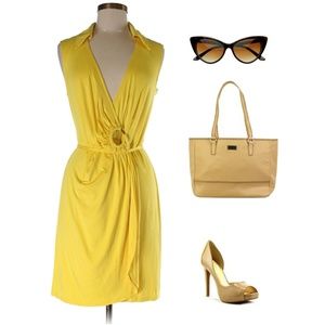 Sale! Trina Turk Yellow Wrap Dress